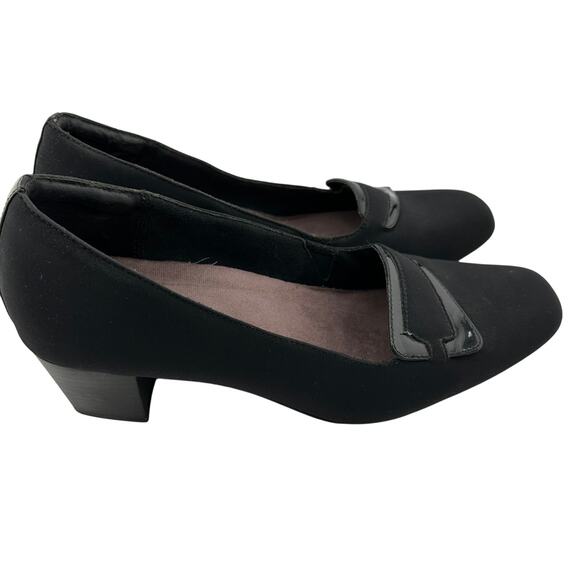 Clarks Every Day Levee Delta Black Fabric Pumps Block Heel Size 10 - Picture 3 of 5